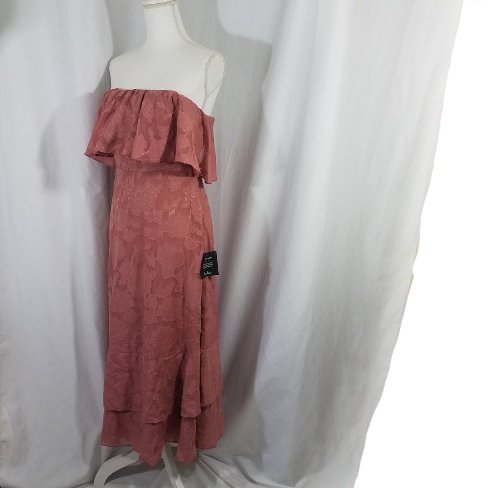 LULU'S Women's Love You So Truly Rusty Rose Burnout Strapless Burnout Dress NEW